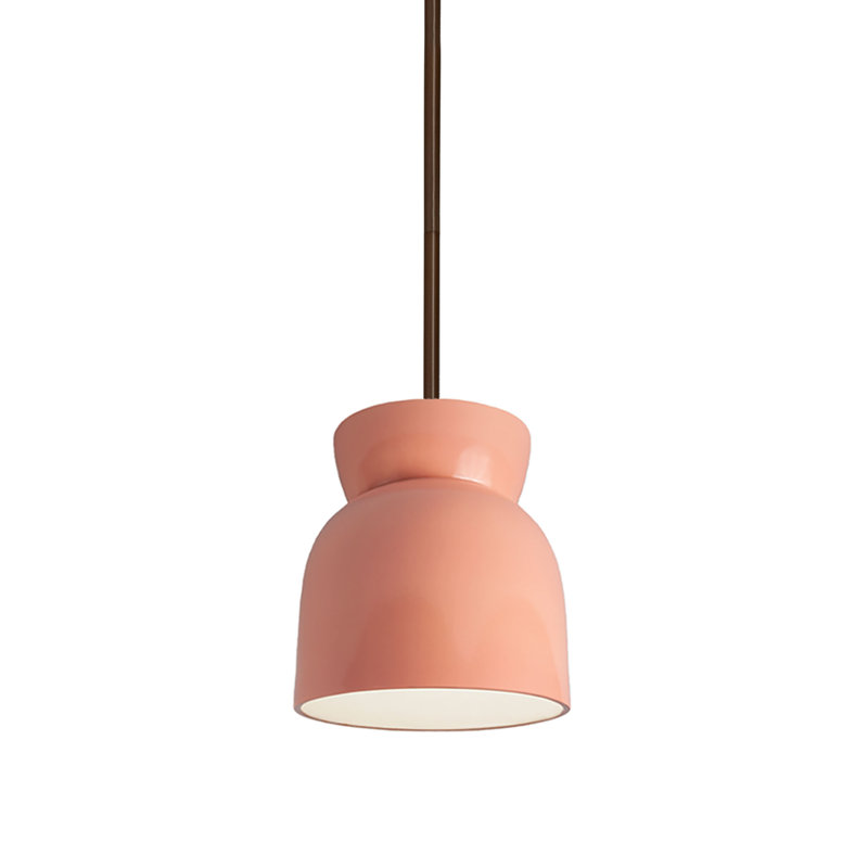(6) Luminaire suspendu en forme de sablier, Bronze foncé, Fer martelé