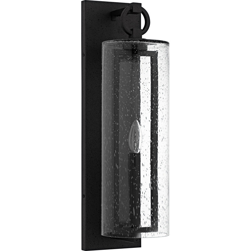 Redan 1-Light Stone Black Outdoor Wall Lantern, 22.25" H x 5.75" W x 7.5" D