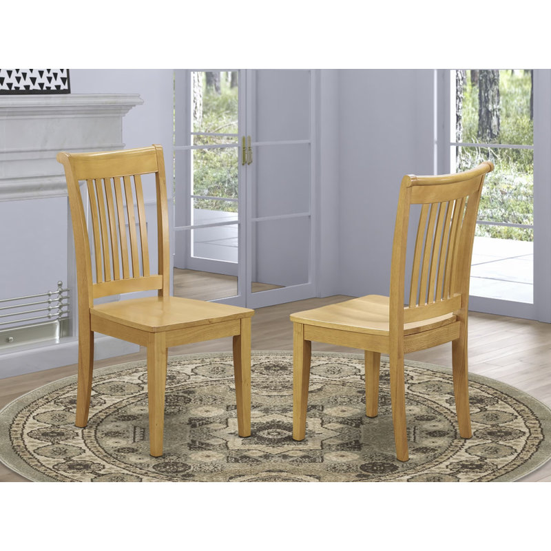Ensemble de 2 chaises de salle à manger Portland avec dossier à lattes, chêne, Chêne