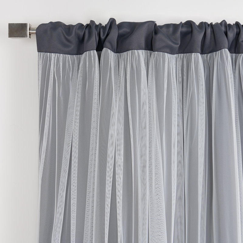 Harborcreek Solid Color Blackout Thermal Rod Pocket Curtain Panels, 52" W x 84" L, Dark Grey