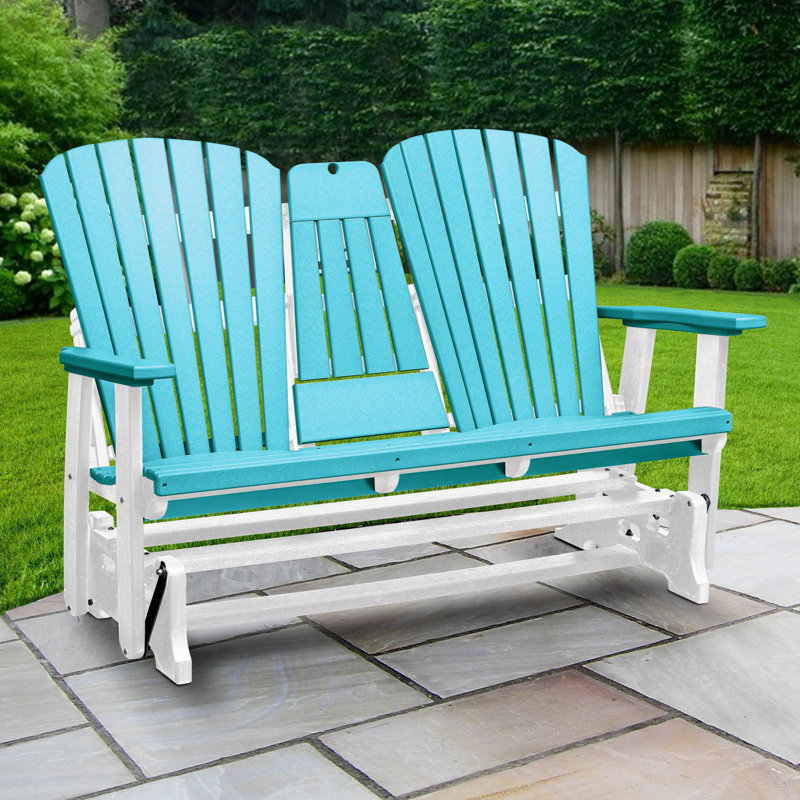 Fauteuil oscillant d'extérieur Bethy, Structure blanche / siège bleu Aruba