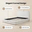 Structure de lit plateforme avec tête de lit courbée rembourrée Boucle, pieds en bois massif, lit blanc élégant au design arqué, capacité de 800 lb, aucun sommier requis, assemblage rapide-1268069375-1268069374