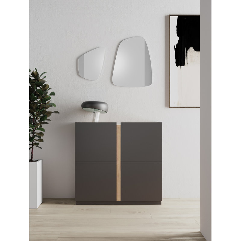 18 Pair Shoe Storage Cabinet, Graphite Light Oak