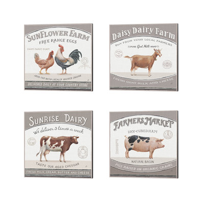 Vintage Farm By Daphne Brissonnet, Canvas Art (Set Of 4)
