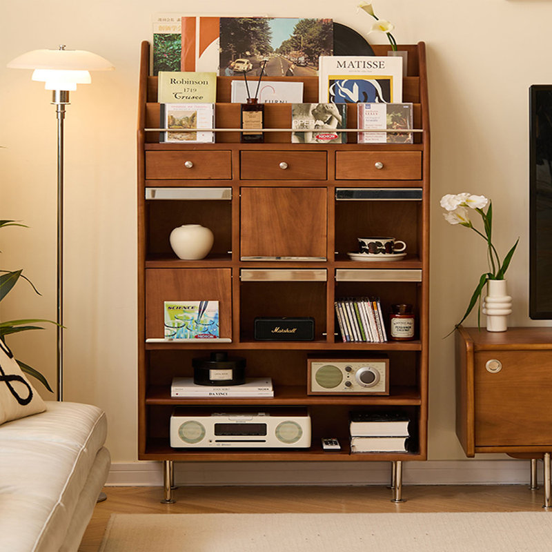 29.84" Brown Standard Solid Wood Curio Cabinet