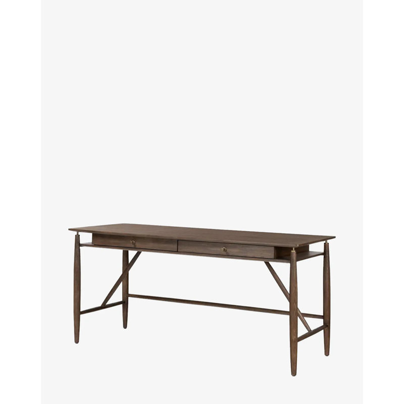 Bureau d'écriture 65 "Mid-Century en chêne moderne avec pieds sculptés, finition naturelle, assemblage requis