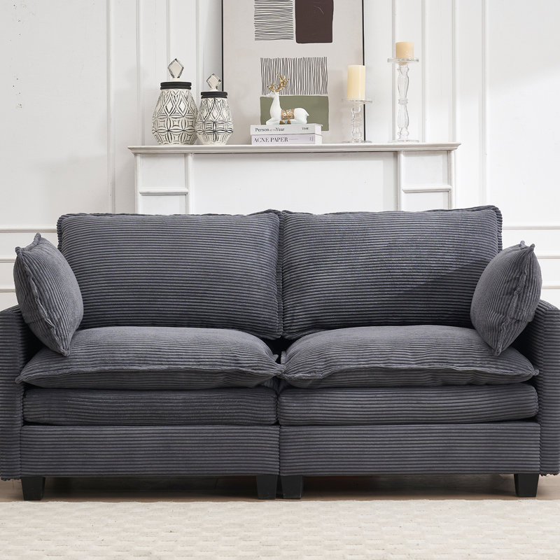 Canapé confortable en forme de U en velours pour le salon, favorisant la détente, Gris foncé