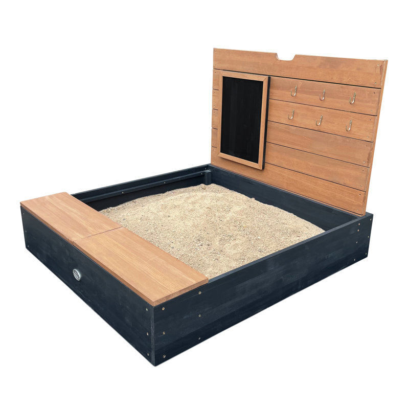 AXI 90cm x 74cm Solid Wood Rectangle Sandbox with Cover