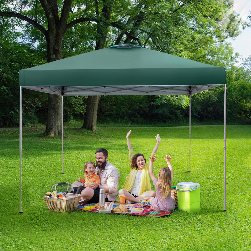 Pavillon de jardin permanent en métal L 10 pi. D Auvent escamotable en métal, Vert