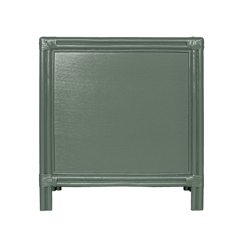 Clara Collection 1 - Drawer Rattan Nightstand, Evergreen