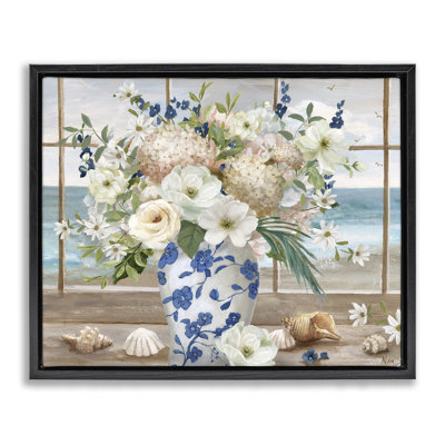 Seashells & Flowers Windowsill Floating Frame, design by Nan
