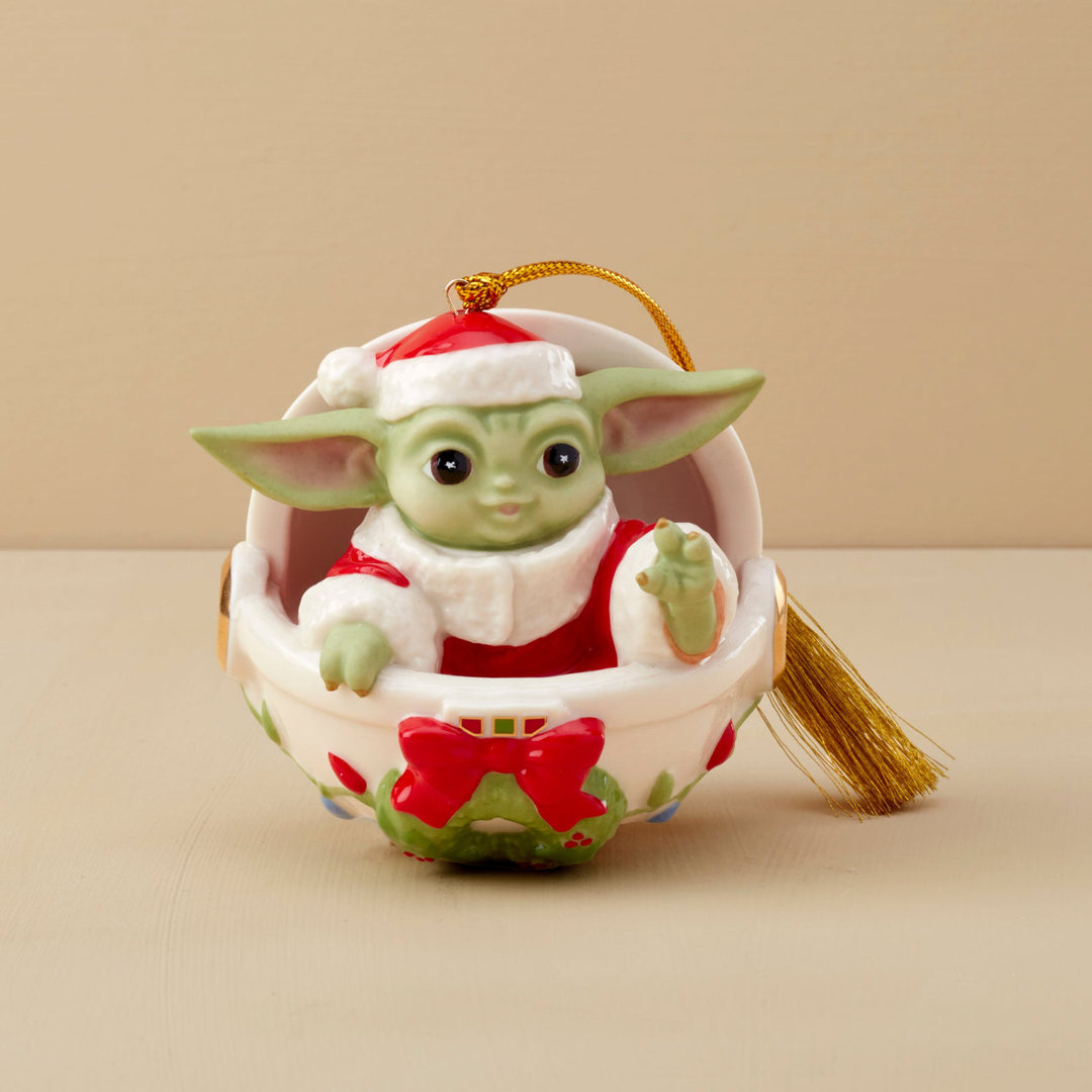 LICENSED NON DATED Grogu's Holiday Hover Pram Ornament Lenox
