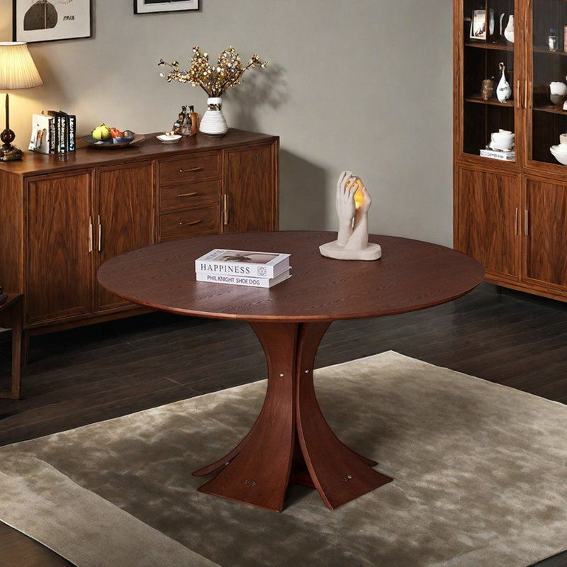 Table ronde multifonctionnelle brun foncé durable, H 29,52 po x L 47,24 po x l 47,24 po