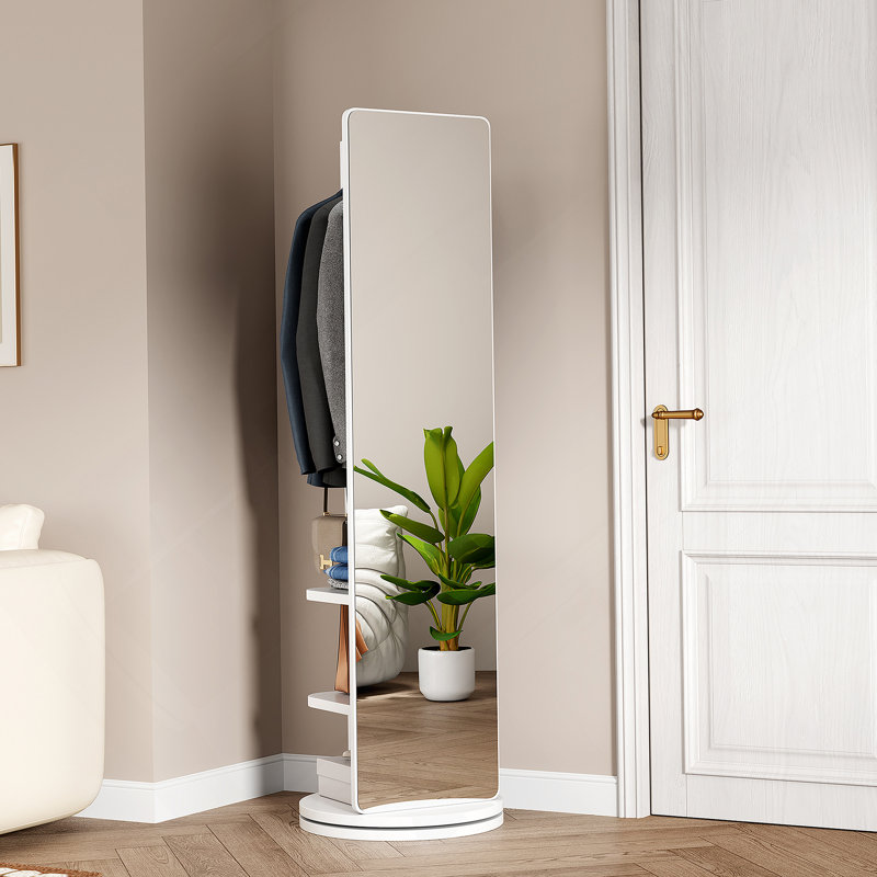 Full-Length Mirror, Rubber Wood + Mirror, 65.7 X 17.7 Inches (Mirror Width: 13.7 Inches) , Can Observe The Whole Body, Easy To Dress