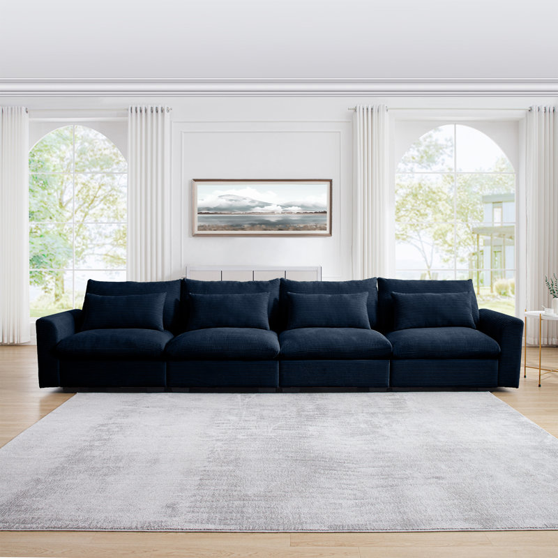 Reposa 122'' Rolled Arms Sofa, Navy