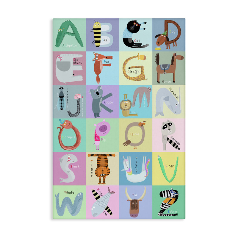 «Chequered Animal Alphabet», art mural par Carla Daly, H 24 po x l 16 po