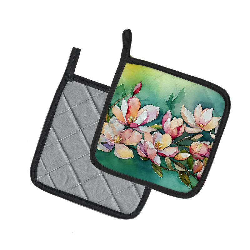 Magnolias de la Louisiane à l'aquarelle, paire de poignées