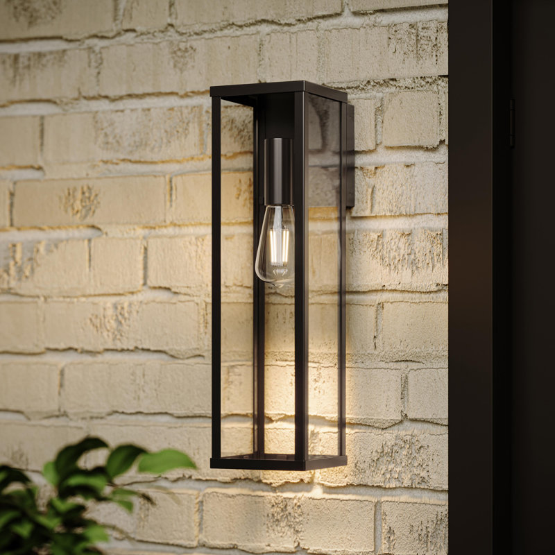 Ryle One-Light Extra Large Wall Lantern with Clear Glass Panels, Matte Black
