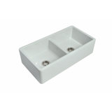 Ribbleton - 35.3 L X 18.3 W Fireclay Double Bowl Apron / Farmhouse Kitchen Sink