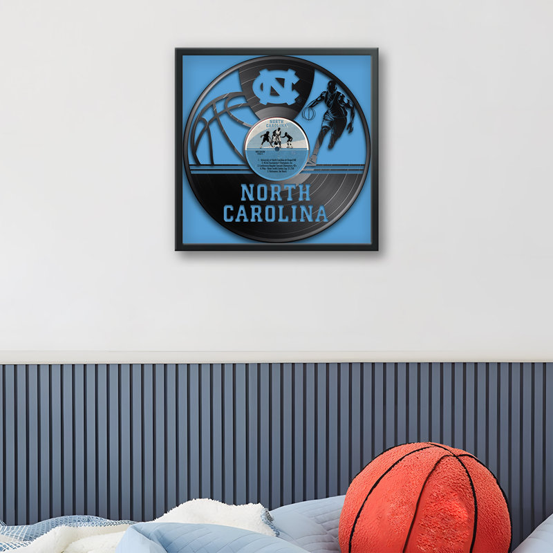 Disque vinyle NCAA-CLC North Carolina Tar Heels Basketball, impression encadrée 13" x 13", NCAA North Carolina