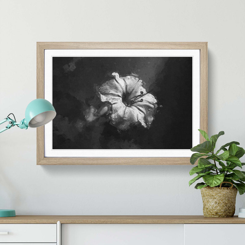 Geranium Flower in Abstract - Framed Print, 36cm H x 48cm W x 2cm D, Oak Framed