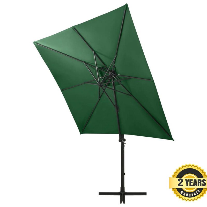 Jazlynn 250cm X 250cm Rectangular Lighted Cantilever Parasol, Green