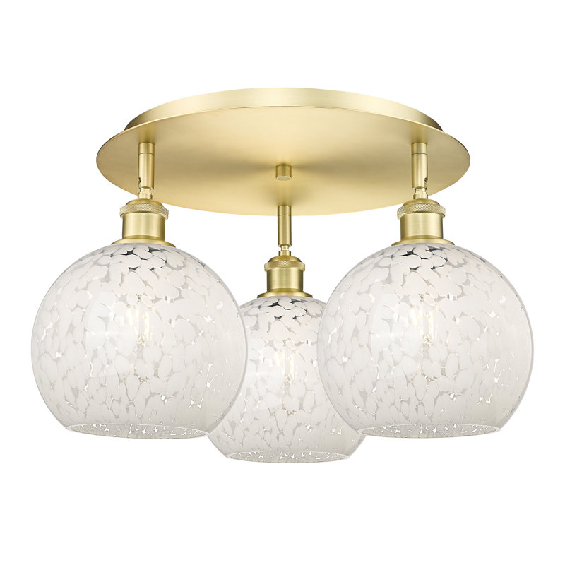 Bernda Glass Semi Flush Mount, Satin Gold
