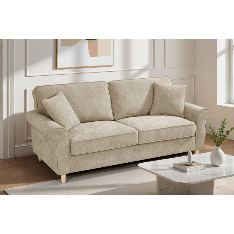 Howland 3 Seater Chenille Sofa, Beige, 3