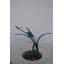 Statue de deux grenouilles bleues qui attrapent une libellule en bronze - Taille: H 12 po