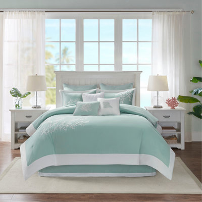 Ensemble d'édredon surdimensionné en jacquard de coton turquoise très grand