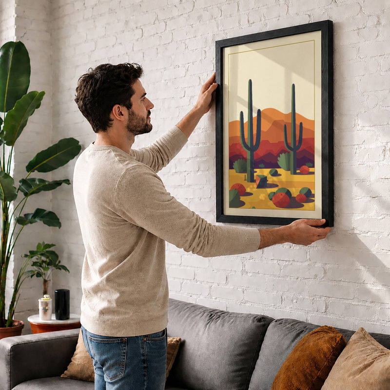 Desert Sentinels Geometric - Print, A2 - 59.4 x 42.0 cm, White