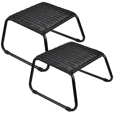 All Weather Foot Stool Outdoor Footrest for Backyard Poolside Porch 2 Set