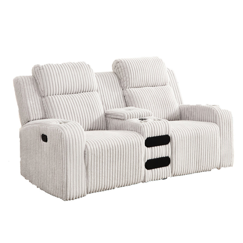 2 fauteuils inclinables manuels en velours côtelé, avec chargeur sans fil, haut-parleur intégré et rembourrage moelleux pour un confort optimal dans votre salon.