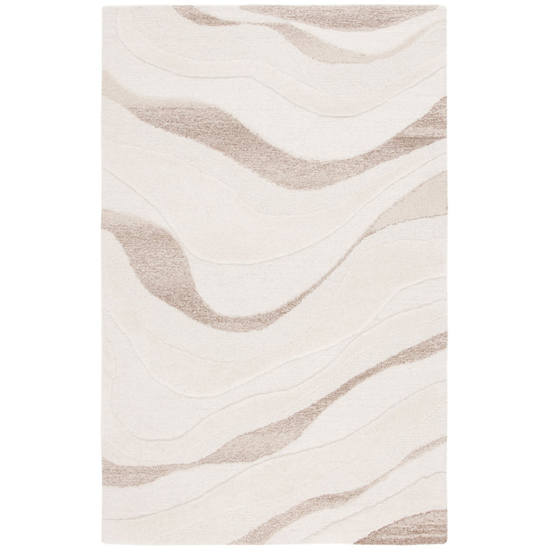 Jarran Hand Tufted Wool/Cotton Abstract Rug in Ivory/Beige, Rectangle 3' x 5'