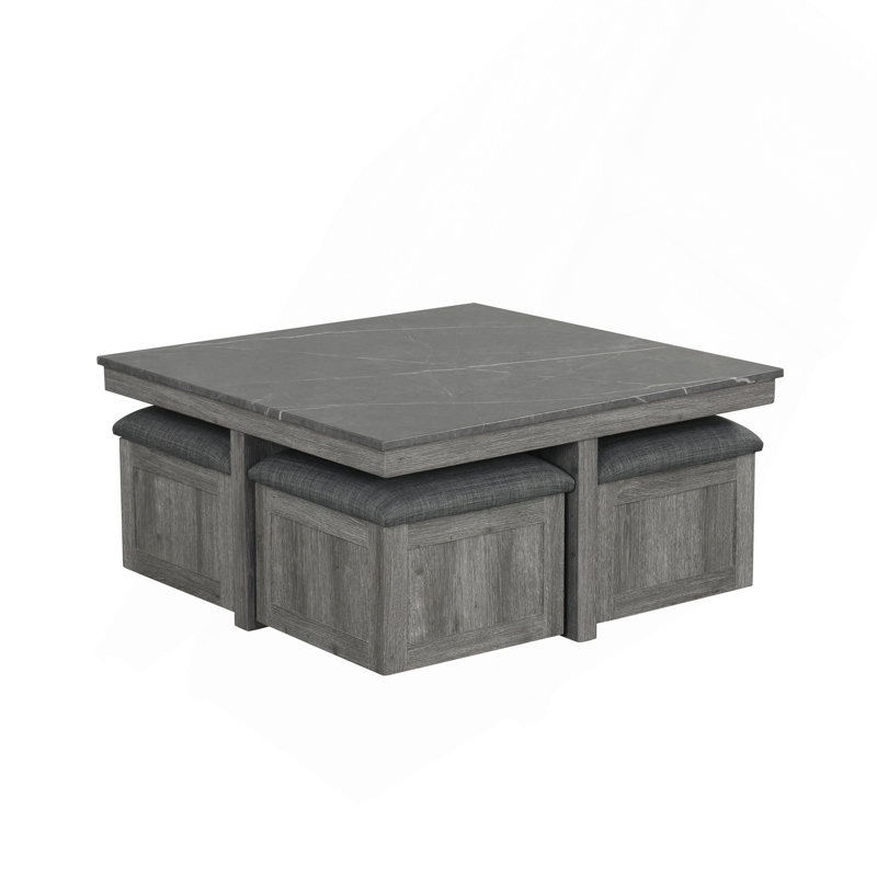 Ensemble de 5 tables basses grises 5 pièces Carré