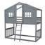 Lit simple superposé simple avec échelle, lit en bois gris-147347597