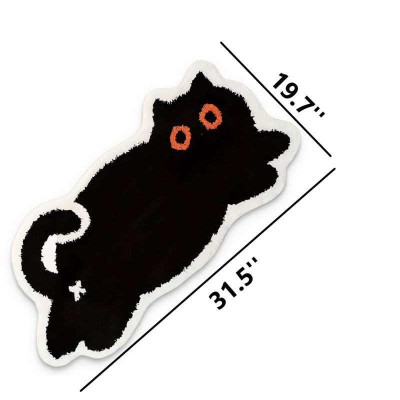 Tapis décoratif noir à silhouette féline
