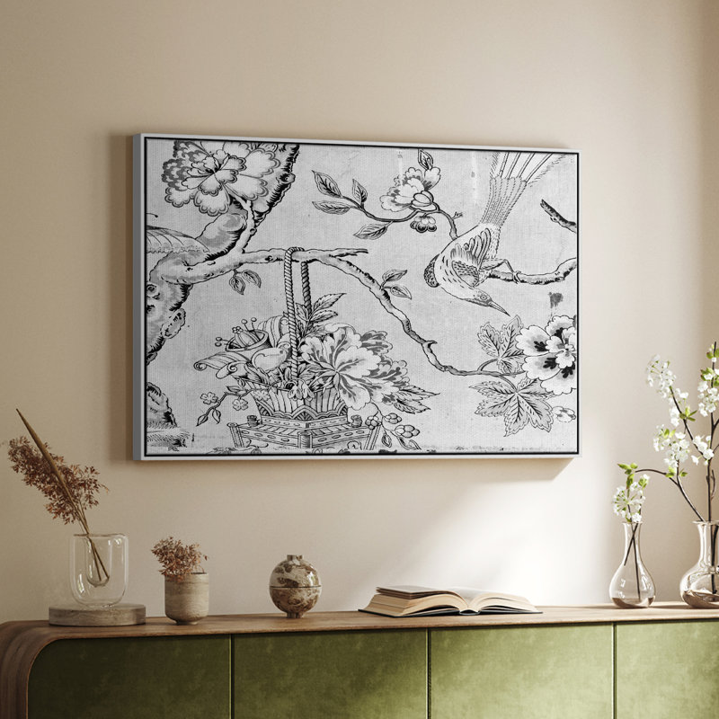 Rétro abstrait - XIXème, Toile encadrée flottée blanche, H 17 po x l 25 po x P 2 po