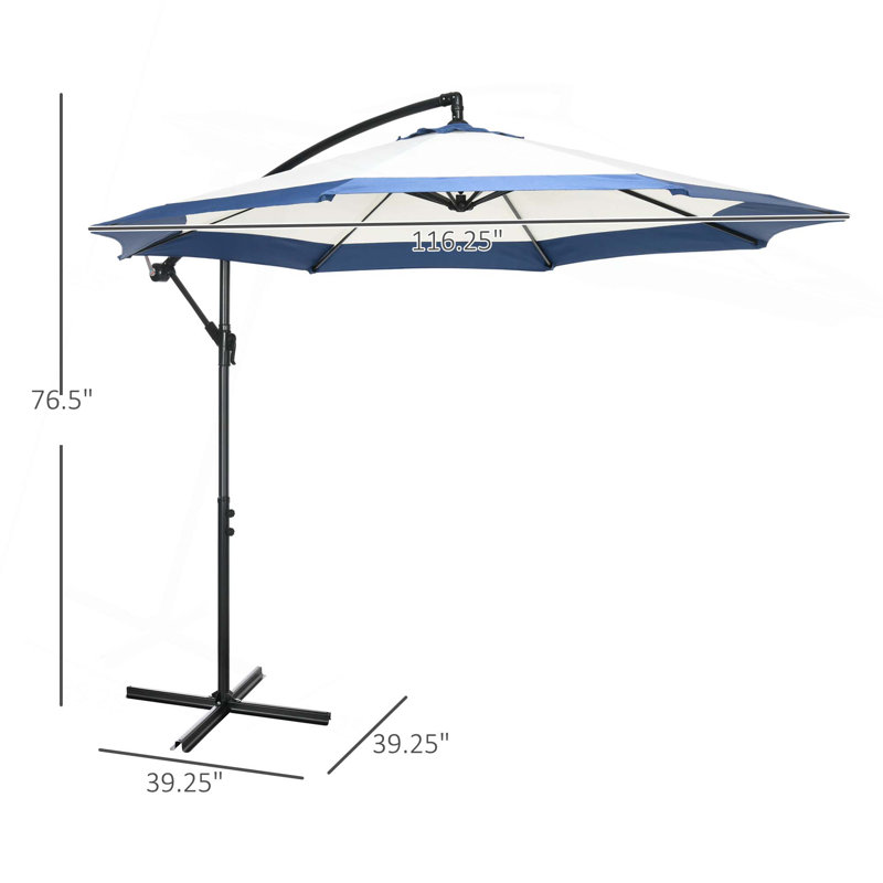 Parasol en porte-à-faux décalé de 10 pi Outsunny, Bleu