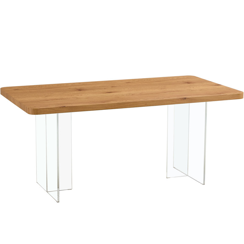 Table rectangulaire en bois avec pieds en acrylique minimalistes - Bureau d'ordinateur et salle à manger pour divers endroits