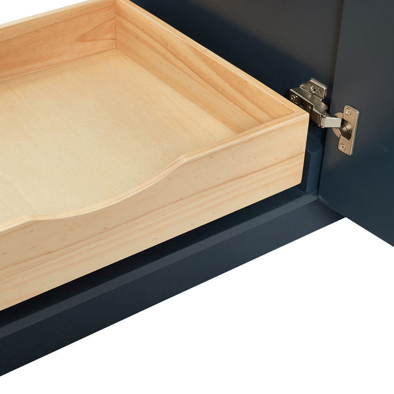 37 IN.  Single Bathroom Vanity, Midnight Blue, Oval, Right