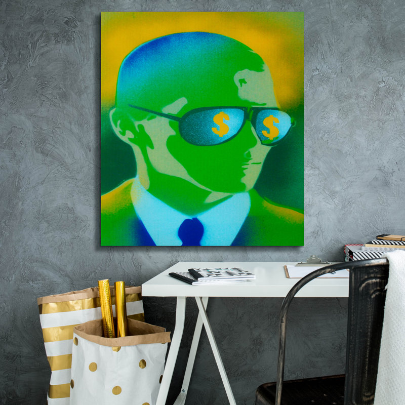 «Dollar Bills Green» par Abstract Graffiti, H 30 po x l 26 po x P 1,5 po