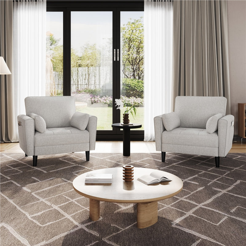 Upholstered Accent Chair, Greige