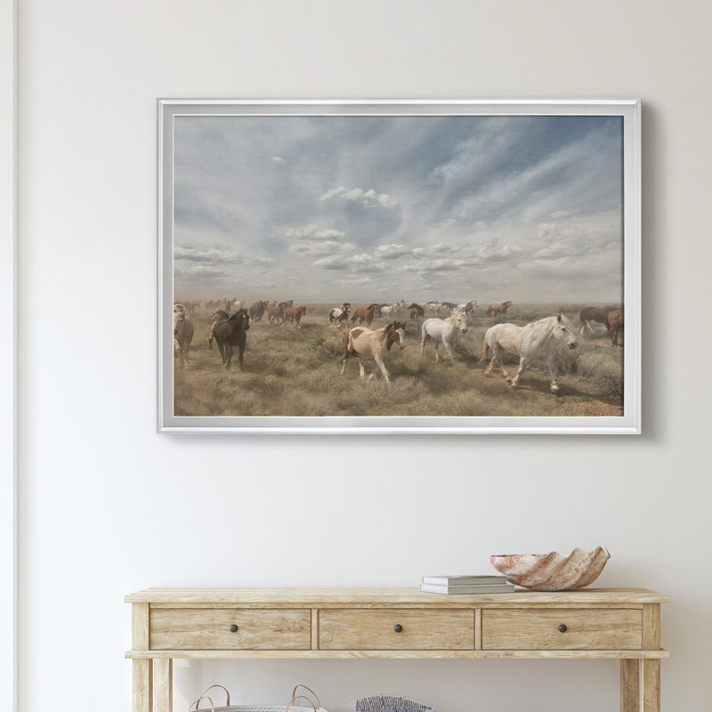 Big Sky - Matted and Framed Under Acrylic Glass, Large Living Room Wall Art, 18.5" H x 24.5" W x 1.5" D, Silver
