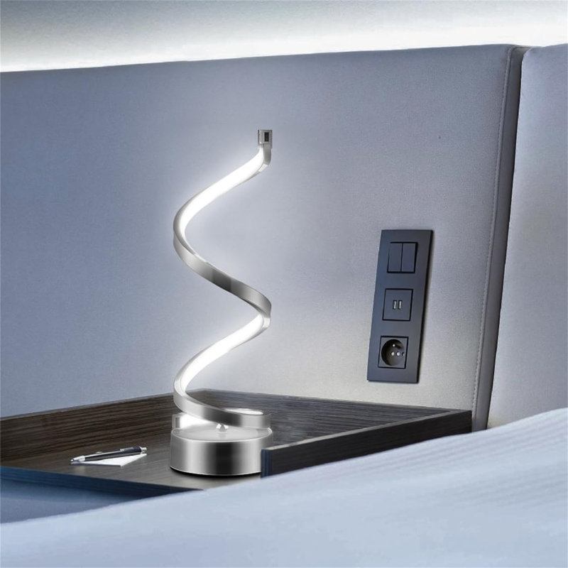Spiral LED Table Lamp With Remote Control, Three Color Dimmable Bedside Lamp With Timer, 2 Lighting Modes, Modern Minimalist Design Desk Lamp,Suitable For Living Room,Bedroom And Desk