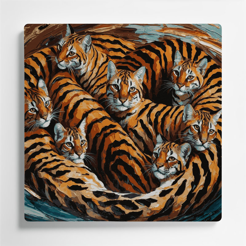 «Cats Toyger», art mural en métal noir, H 12 po x l 12 po