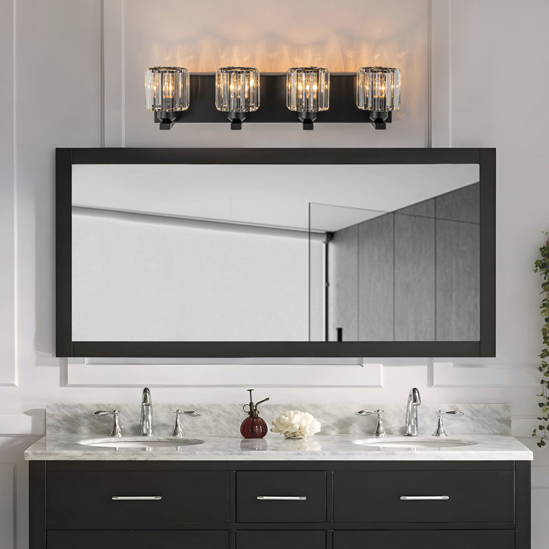 Éclairage de salle de bain à intensité variable 4 lumières, 4, Noir mat
