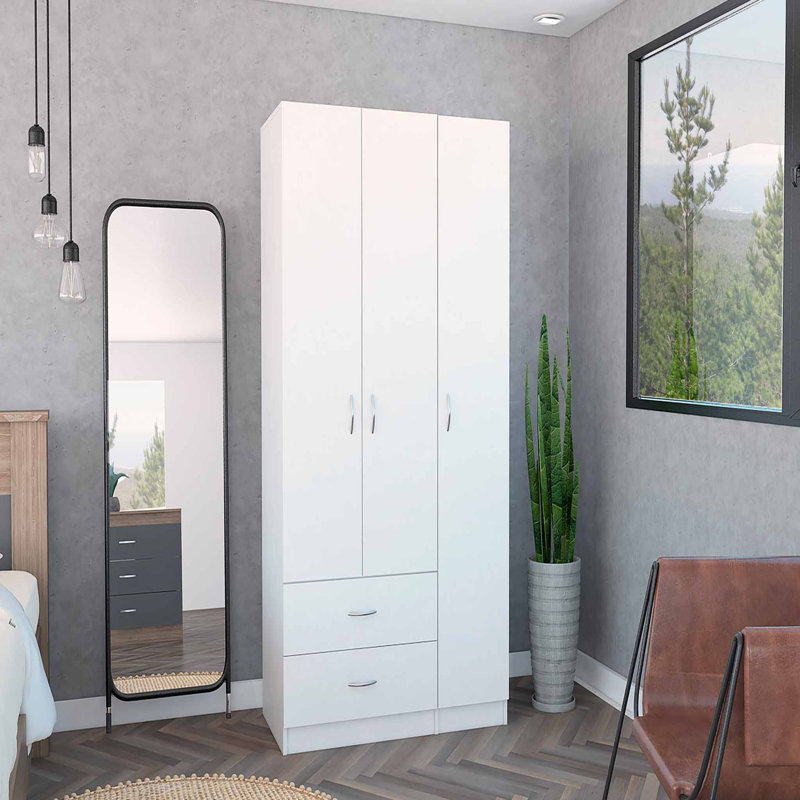 Armoire 2 tiroirs 3 portes, Blanc