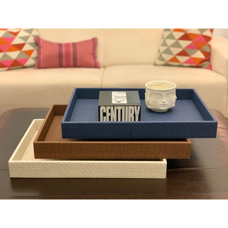 Wicker Decorative Tray, Navy