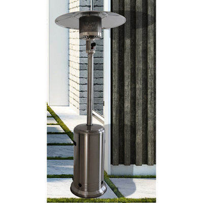 Chauffe-terrasse au propane 46000 - gris acier, fabriqué en acier inoxydable, chauffant au gaz partout